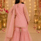 Girls Pink Embroidered Kurta Sharara Set with Dupatta | Kids Ethnic Party Wear Suit | Festive Traditional Dress for Girls (1–8 Years)
