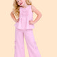 Girls Pink Co-ord Set | Sleeveless Top & Wide Leg Pants Outfit for Kids (2-6 Years)