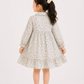 Toddler Girls Sage Floral Button-Front Dress with Long Sleeves | Vintage Cotton Ruffle Dress for Kids (2–8 Years)