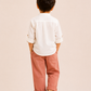 Toddler Boys White Mandarin Collar Shirt with Rust Cotton Pants | Linen Look Summer Co-Ord Set for Kids (2–12 Years)