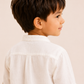 Toddler Boys White Mandarin Collar Shirt with Rust Cotton Pants | Linen Look Summer Co-Ord Set for Kids (2–12 Years)