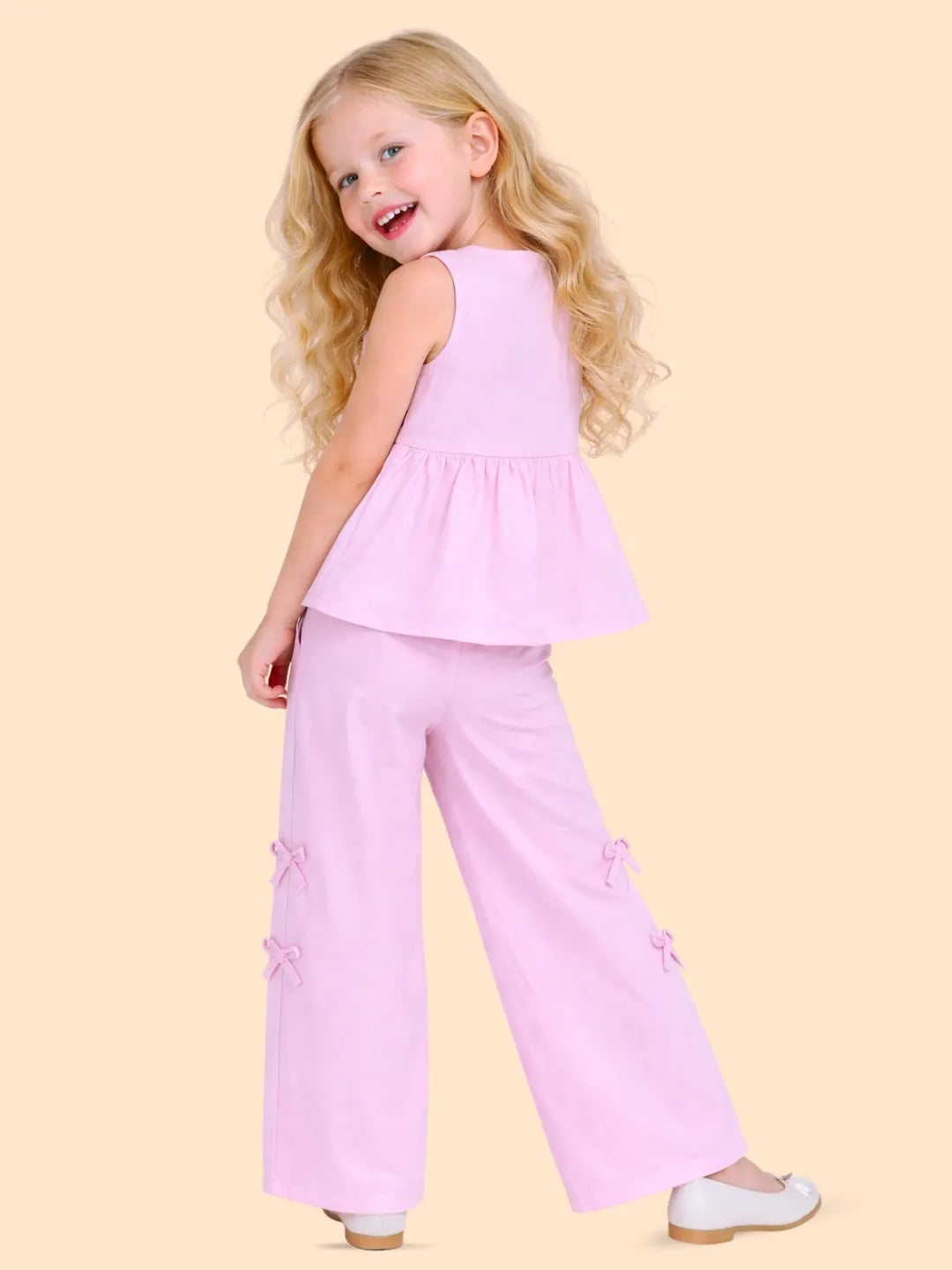Girls Pink Co-ord Set | Sleeveless Top & Wide Leg Pants Outfit for Kids (2-6 Years)