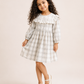 Girls Grey Plaid Ruffle Dress | Elegant Long Sleeve Cotton Party Dress for Toddlers & Kids (2–8 Years)