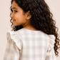 Girls Grey Plaid Ruffle Dress | Elegant Long Sleeve Cotton Party Dress for Toddlers & Kids (2–8 Years)