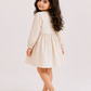 Girls Beige Gingham Ruffle Dress | Elegant Full Sleeve Cotton Check Dress for Toddlers & Kids (2–8 Years)