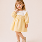 Girls Pastel Yellow Ruffle Yoke Dress | Elegant Full Sleeve Cotton Party Dress for Toddlers & Kids (2–8 Years)