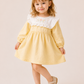 Girls Pastel Yellow Ruffle Yoke Dress | Elegant Full Sleeve Cotton Party Dress for Toddlers & Kids (2–8 Years)