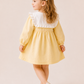 Girls Pastel Yellow Ruffle Yoke Dress | Elegant Full Sleeve Cotton Party Dress for Toddlers & Kids (2–8 Years)