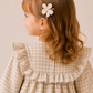 Girls Beige Gingham Ruffle Dress | Elegant Full Sleeve Cotton Frock for Toddlers & Kids (2–8 Years)