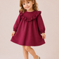 Girls Wine Red Ruffle Dress | Elegant Full Sleeve Cotton Frock for Toddlers & Kids (2–8 Years)