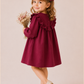 Girls Wine Red Ruffle Dress | Elegant Full Sleeve Cotton Frock for Toddlers & Kids (2–8 Years)