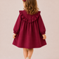 Girls Wine Red Ruffle Dress | Elegant Full Sleeve Cotton Frock for Toddlers & Kids (2–8 Years)