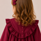 Girls Wine Red Ruffle Dress | Elegant Full Sleeve Cotton Frock for Toddlers & Kids (2–8 Years)