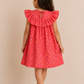 Girls Coral Pink Floral Print Ruffle Dress | Sleeveless Cotton Party Frock for Toddlers & Kids (1–5 Years)