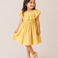 Girls Yellow Floral Print Ruffle Dress | Cotton Party Frock for Toddlers & Kids (1–5 Years)