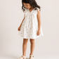 Girls White Floral Print Dress | Cotton V-Neck Ruffle Sleeve Summer Frock (1–5 Years)