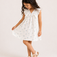 Girls White Floral Print Dress | Cotton V-Neck Ruffle Sleeve Summer Frock (1–5 Years)
