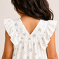 Girls White Floral Print Dress | Cotton V-Neck Ruffle Sleeve Summer Frock (1–5 Years)