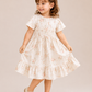 Girls White Floral Smocked Dress | Cotton Rose Print Party Frock with Ruffle Hem (2–8 Years)