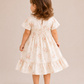 Girls White Floral Smocked Dress | Cotton Rose Print Party Frock with Ruffle Hem (2–8 Years)