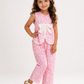 Girls Pink Floral Top & Pants Co-Ord Set | Sleeveless Cotton Bow Outfit for Toddlers & Kids (1–5 Years)
