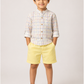 Boys Checked Cotton Shirt with Yellow Shorts Set | Premium Summer Co-Ord Outfit for Toddlers & Kids (2–8 Years)