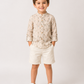 Boys Palm Print Cotton Shirt with White Shorts Set | Premium Summer Co-Ord Outfit for Toddlers & Kids (2–8 Years)