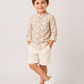 Boys Palm Print Cotton Shirt with White Shorts Set | Premium Summer Co-Ord Outfit for Toddlers & Kids (2–8 Years)