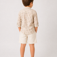 Boys Palm Print Cotton Shirt with White Shorts Set | Premium Summer Co-Ord Outfit for Toddlers & Kids (2–8 Years)