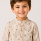 Boys Palm Print Cotton Shirt with White Shorts Set | Premium Summer Co-Ord Outfit for Toddlers & Kids (2–8 Years)