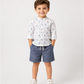 Boys Palm Tree Print Cotton Shirt with Blue Shorts Set | Premium Summer Co-Ord Outfit for Toddlers & Kids (2–8 Years)