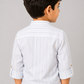 Boys White Striped Cotton Shirt with Blue Shorts Set | Premium Summer Co-Ord Outfit for Toddlers & Kids (2–8 Years)