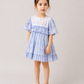 Girls Sky Blue Floral Embroidered Dress | Cotton Party Wear Dress with Ruffle Details for Toddlers & Kids (2–8 Years)