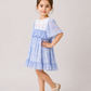 Girls Sky Blue Floral Embroidered Dress | Cotton Party Wear Dress with Ruffle Details for Toddlers & Kids (2–8 Years)