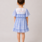 Girls Sky Blue Floral Embroidered Dress | Cotton Party Wear Dress with Ruffle Details for Toddlers & Kids (2–8 Years)