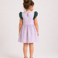 Girls Lavender Gingham Dress | Cotton Checkered Dress with Green Ruffle Details for Toddlers & Kids (1–5 Years)