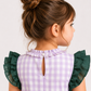Girls Lavender Gingham Dress | Cotton Checkered Dress with Green Ruffle Details for Toddlers & Kids (1–5 Years)
