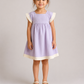 Girls Lavender Cotton Dress | Pastel Purple A-Line Dress with Contrast Flutter Sleeves for Toddlers & Kids (1–5 Years)