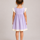 Girls Lavender Cotton Dress | Pastel Purple A-Line Dress with Contrast Flutter Sleeves for Toddlers & Kids (1–5 Years)