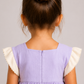 Girls Lavender Cotton Dress | Pastel Purple A-Line Dress with Contrast Flutter Sleeves for Toddlers & Kids (1–5 Years)