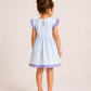 Girls Powder Blue Smocked Dress | Floral Embroidered Cotton Dress with Lavender Ruffle Sleeves for Toddlers & Kids (1–5 Years)