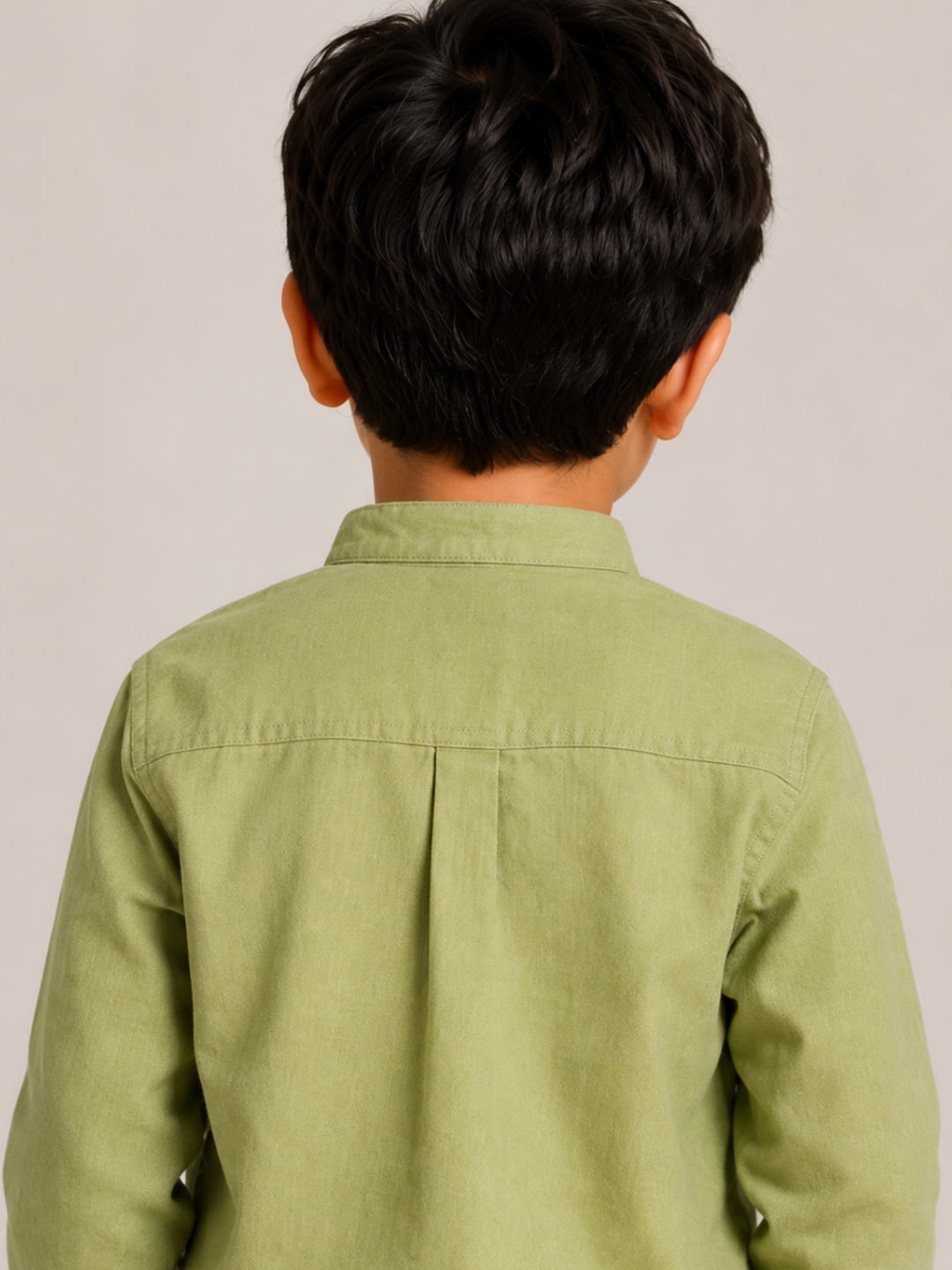 Boys Olive Green Mandarin Collar Shirt with Navy Palm Print Shorts | Premium Cotton Co-Ord Set for Kids (1–5 Years)