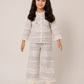 Girls Ivory Tweed Jacket and Wide-Leg Pants Co-Ord Set | Premium Party Wear Outfit for Kids (2–10 Years)