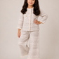 Girls Ivory Tweed Jacket and Wide-Leg Pants Co-Ord Set | Premium Party Wear Outfit for Kids (2–10 Years)