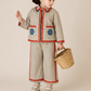 Girls Beige Embroidered Jacket and Wide-Leg Pants Co-Ord Set | Folk-Inspired Premium Party Wear Outfit for Kids (2–8 Years)