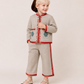 Girls Beige Embroidered Jacket and Wide-Leg Pants Co-Ord Set | Folk-Inspired Premium Party Wear Outfit for Kids (2–8 Years)