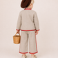 Girls Beige Embroidered Jacket and Wide-Leg Pants Co-Ord Set | Folk-Inspired Premium Party Wear Outfit for Kids (2–8 Years)