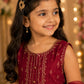 Girls Maroon Embroidered Kurta Sharara Set with Dupatta | Kids Ethnic Party Wear | Festive Traditional Outfit (1–8 Years)