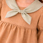 Girls Brown Cotton Dress with Bow Collar | Cute Puff Sleeve Casual Dress for Kids (2-6 Years)