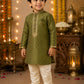Boys Olive Green Embroidered Kurta Pajama Set | Premium Ethnic Wear for Kids | Festive, Wedding & Party Outfit (1–8 Years)